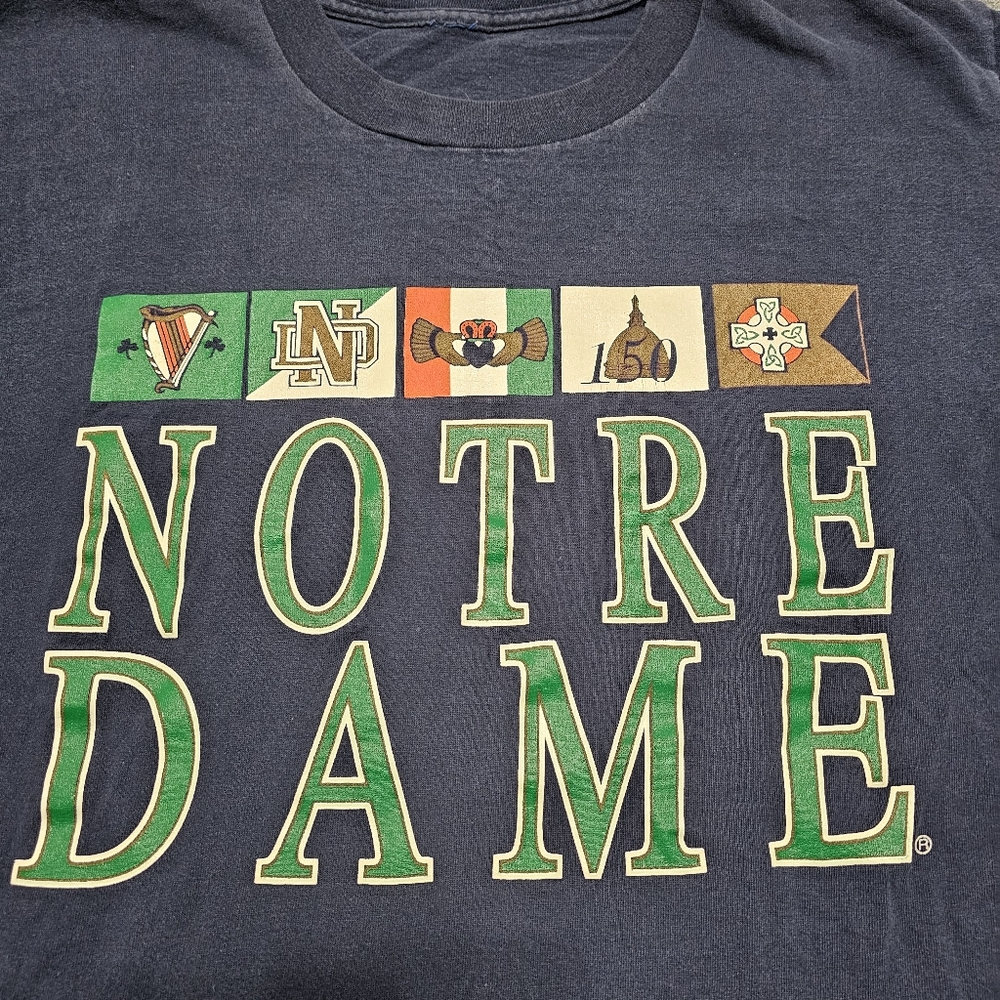 Vintage Notre Dame T Shirt Mens M Gray Fightin Irish 90s Jansport Single Stitch